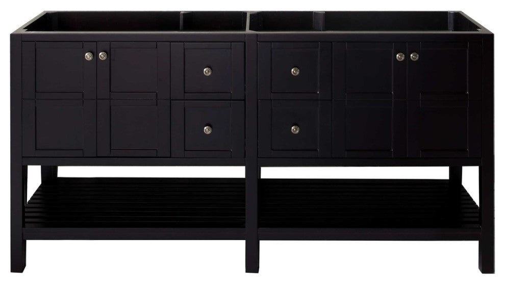 Winterfell 72" Double Bathroom Vanity Cabinet, Espresso