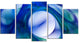 Mystic Blue Fractal, Contemporary Wall Art Canvas, 60"x32", 5 Panels