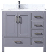 Jacques 36" Dark Gray Single Vanity Cabinet Carrara Marble Top Sink Left
