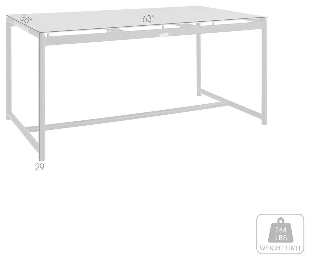 Royal Black Aluminum and Teak Outdoor Dining Table with Stone Top
