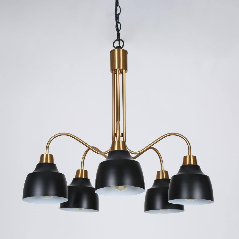 LNC Hyelducc 5-Light Modern Matte Black and Gold Chandelier