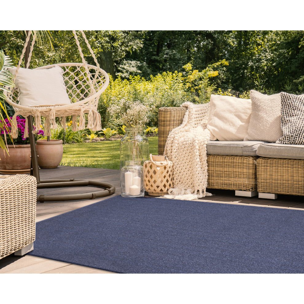 Calais Solid Indoor/Outdoor Rug, Navy, 8'3"x11'6"