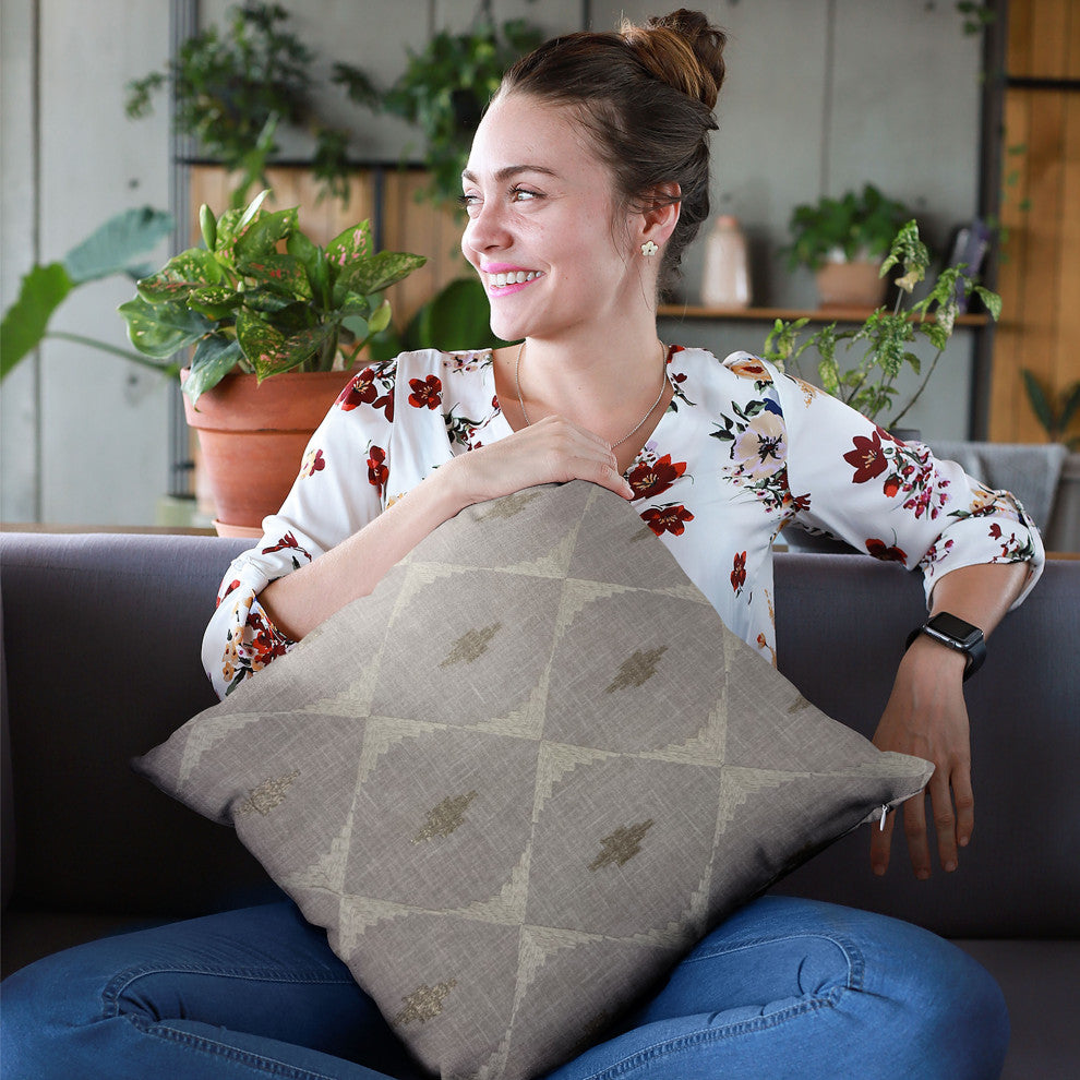 Plutus Gray Cubes Diamond Luxury Throw Pillow, 22"x22"