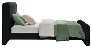 Sloan Black Velvet Full Bed, Black, Twin