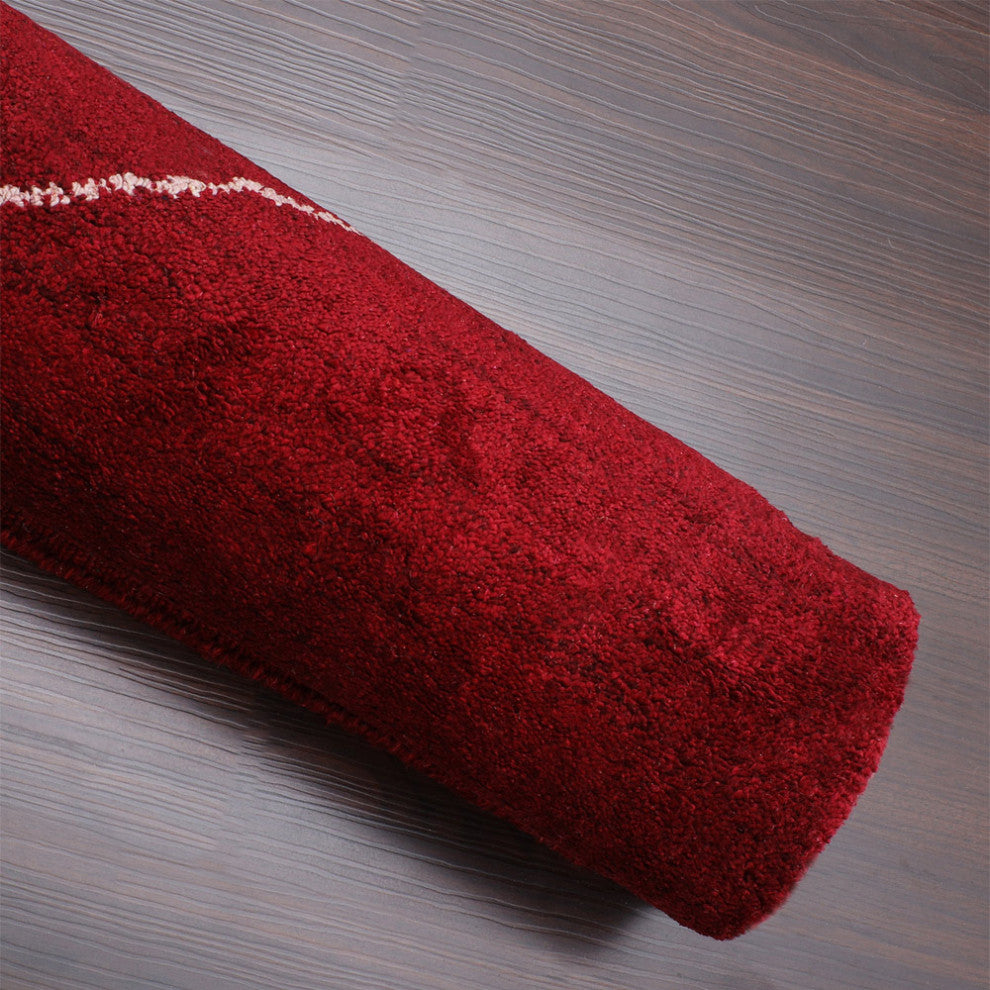HAND KNOTTED LOOM SILK ECO-FRIENDLY RUGS-6'7''x9'10'',Rectangle,Red,Geometric