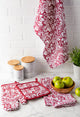 Wine Damask Oven Mitt and Potholder Set