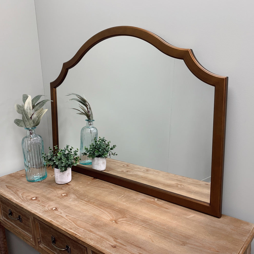 Pescara Framed Mantel Mirror, Peaks Cathedral, 38.4"x27.4", Autumn Bronze