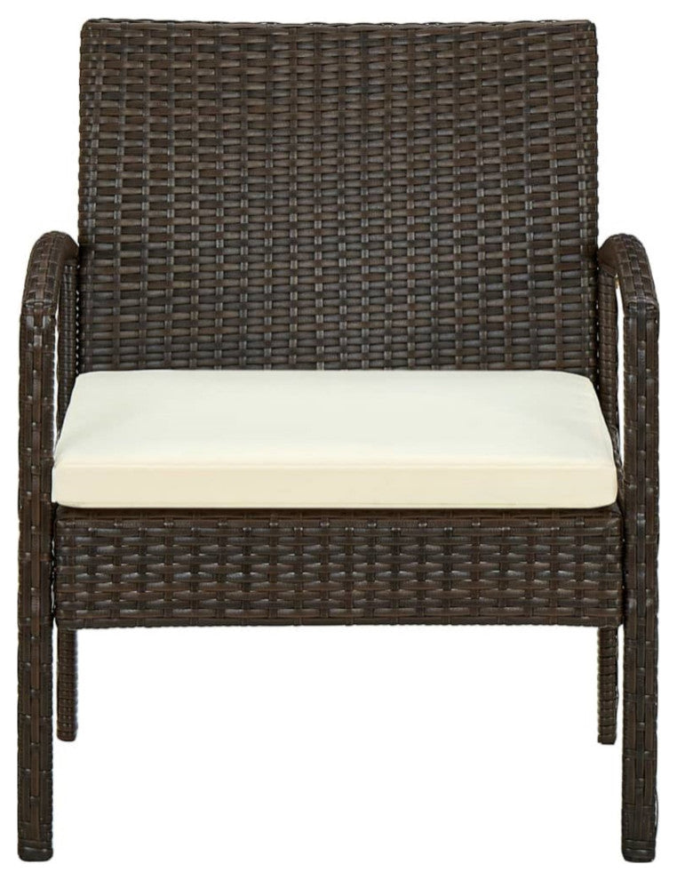 vidaXL Garden Chair With Cushion Poly Rattan Brown