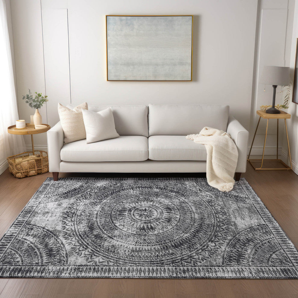 Indoor/Outdoor Sedona SN7 Pewter Machine Washable 8' x 10' Rug