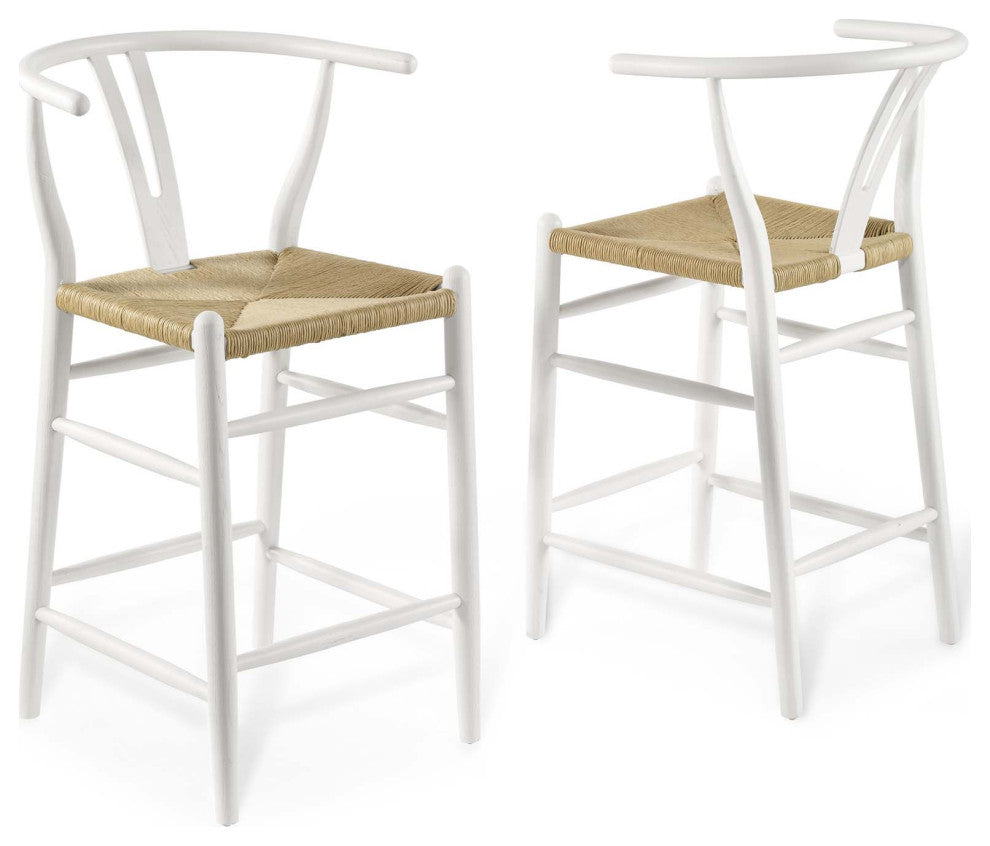 Amish Wood Counter Stool Set of 2-White