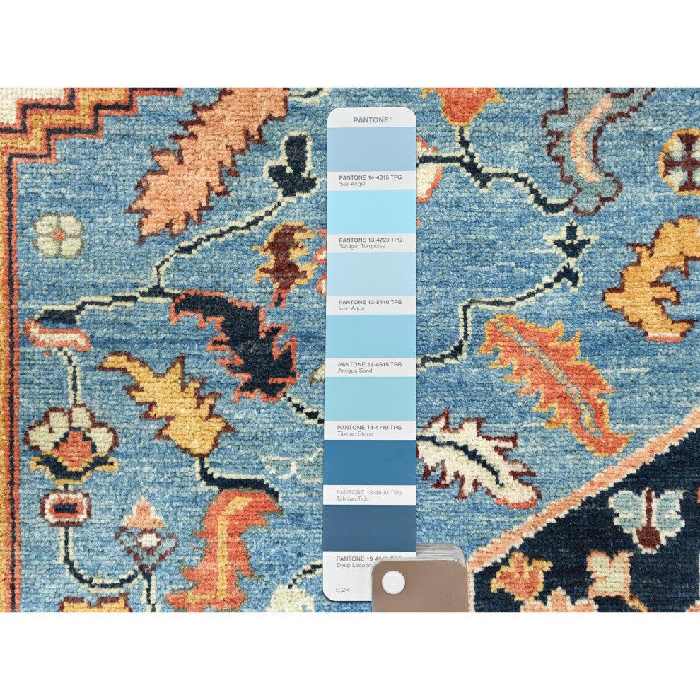 Coral Orange, Afghan Peshawar Heriz Wool Hand Knotted Oriental Rug, 8'x9'6"
