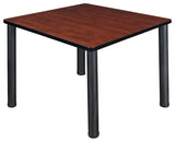 Kee 42" Square Breakroom Table, Cherry, Black