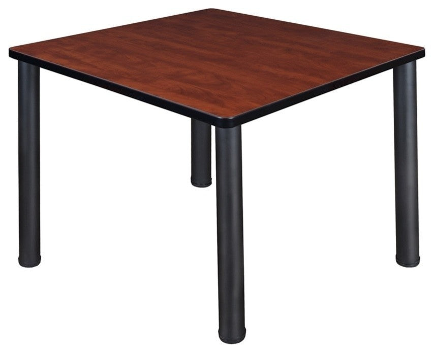 Kee 42" Square Breakroom Table, Cherry, Black