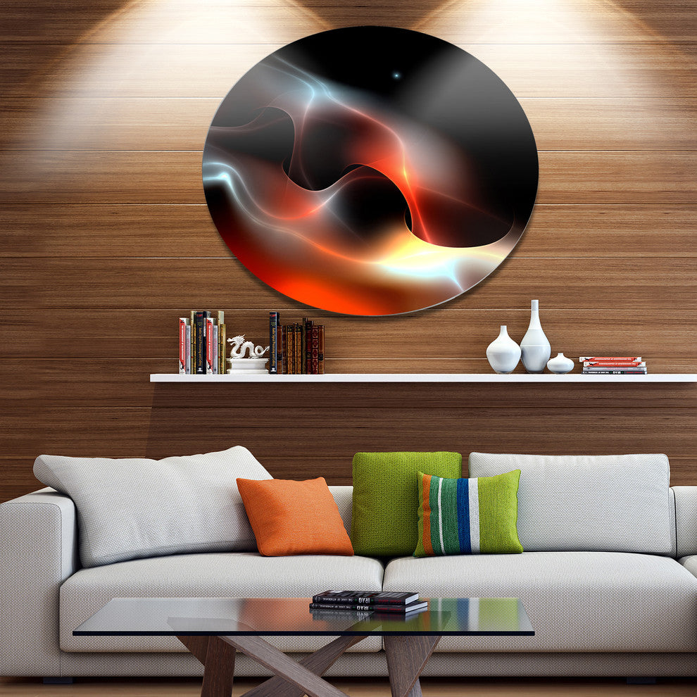Red Black Abstract Warm Fractal Design, Abstract Disc Artwork, 23"