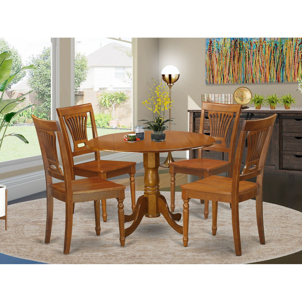 5 Pc Kitchen Nook Dining Set -Small Kitchen Table, 4 Dining Chairs, Saddle Brown