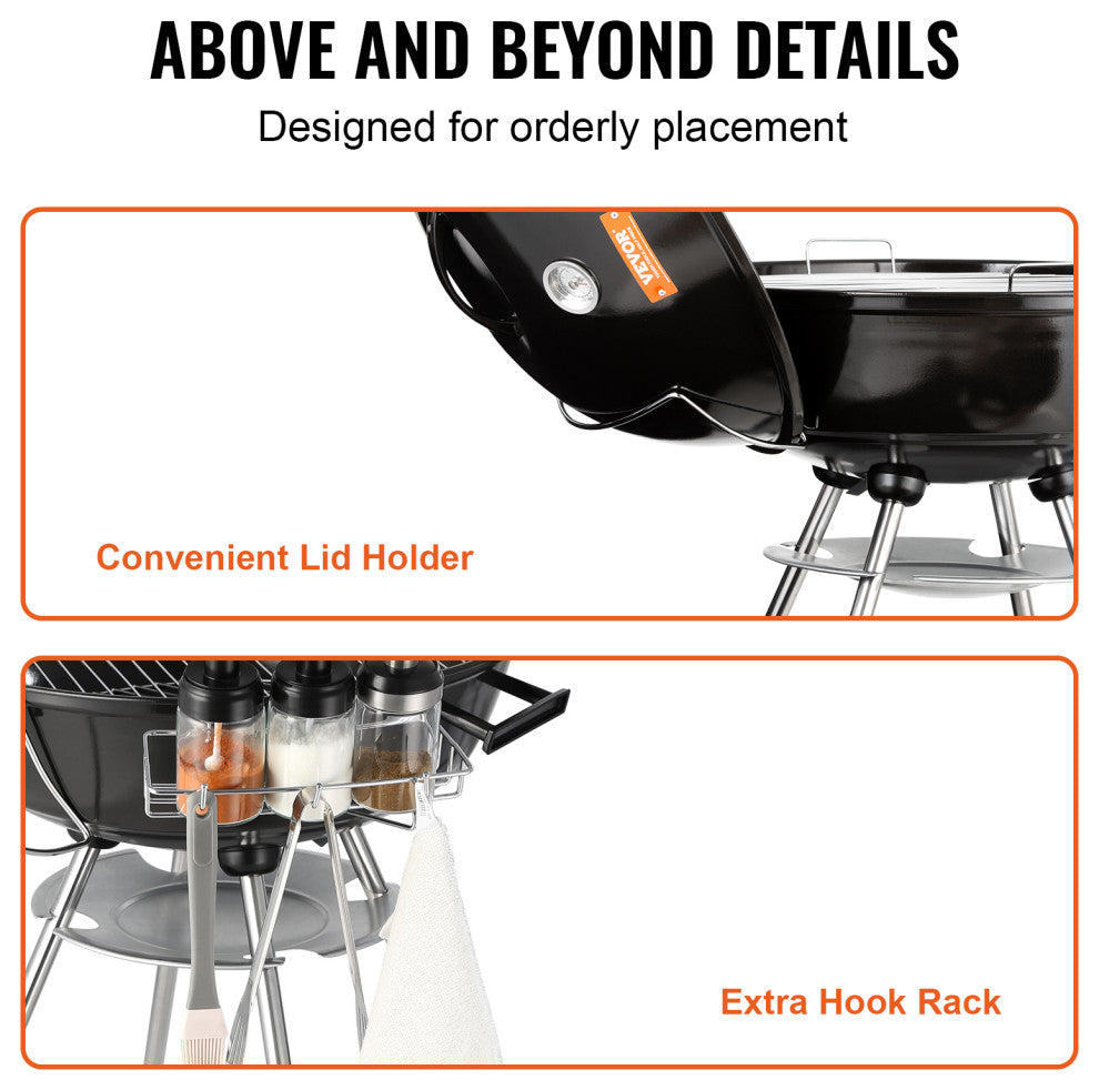 VEVOR 22" Kettle Charcoal Grill BBQ Portable Grill Outdoor Barbecue Cooking