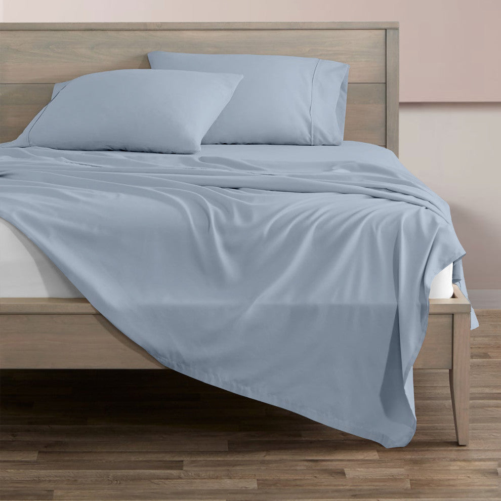 Organic Cotton Flat Sheet, Light Blue, Twin, 74"x105"