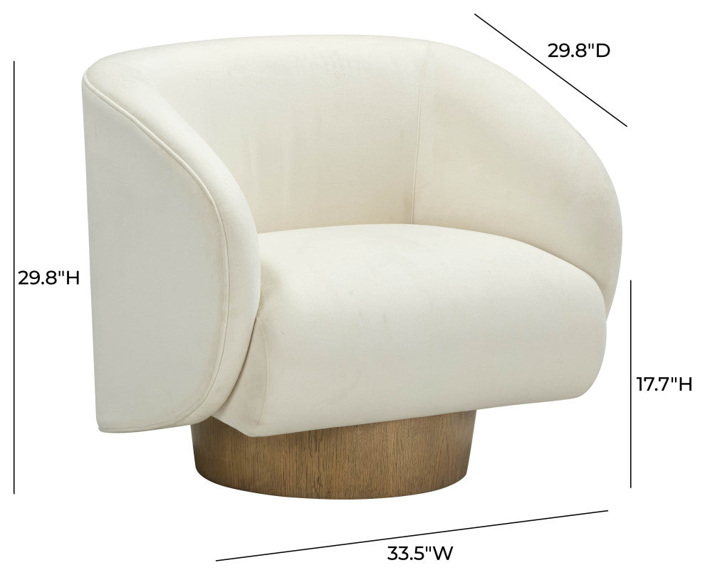Presley Cream Velvet Swivel Accent Chair
