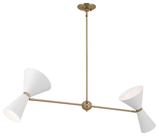 Phix 4 Light Chandelier Linear, Single, Champagne Bronze and White
