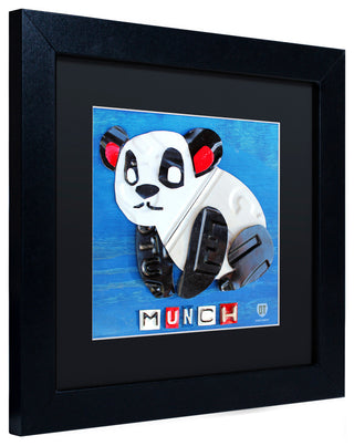 "Munch the Panda" Matted Framed Canvas Art by Design Turnpike