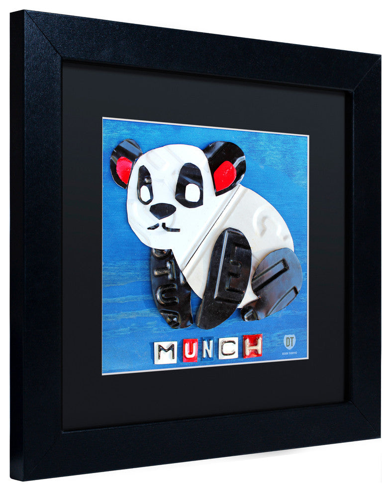 "Munch the Panda" Matted Framed Canvas Art by Design Turnpike