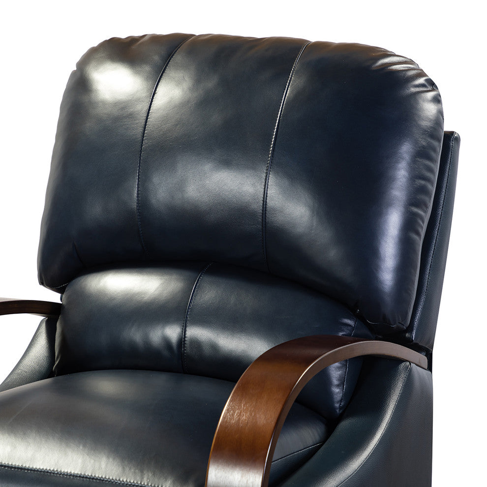 Amanda Genuine Leather Manual Recliner, Navy