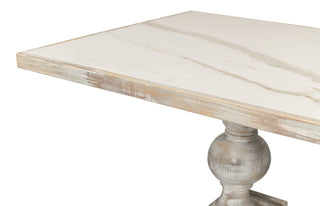 Small 81" Trestle Dining Table Gray Gloss Top