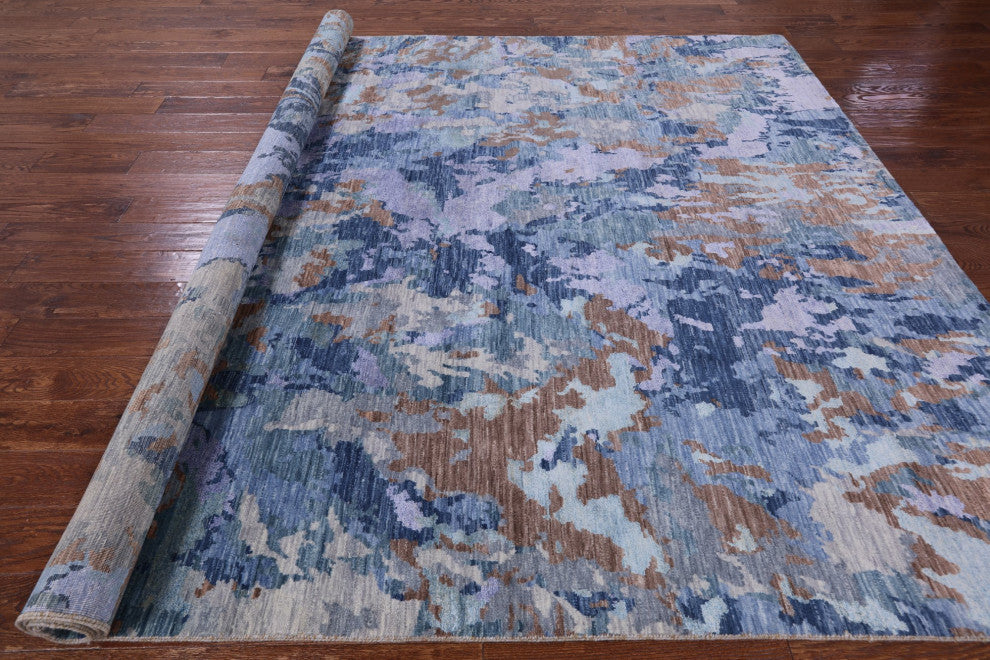 8' 0" X 10' 2" Wool and Silk Modern Hand Knotted Rug Q6937