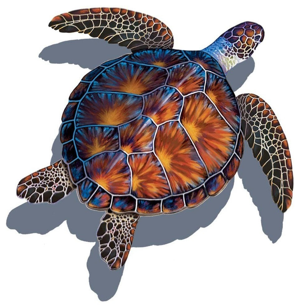 Sea Turtle Porcelain Swimming Pool Mosaic 10"x10", Brown
