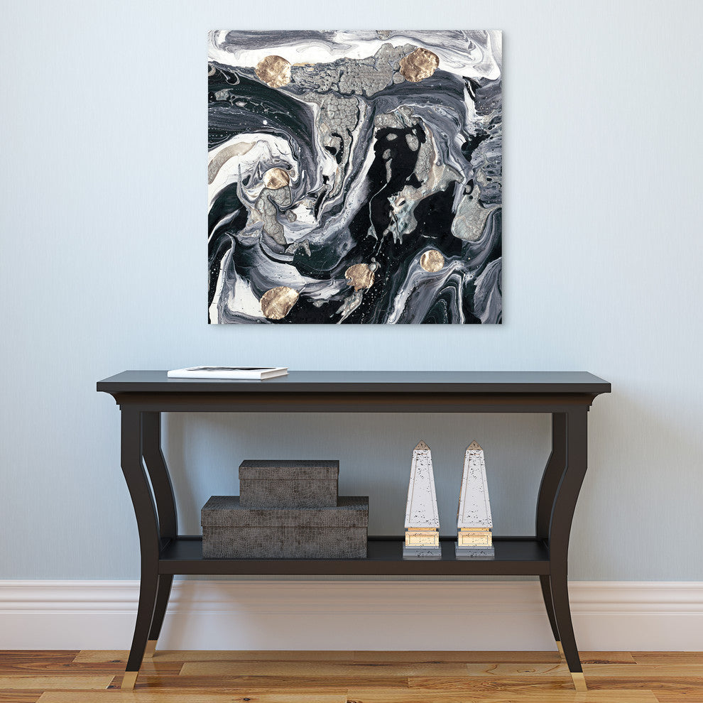 Black White Abstract Wall Art Printed on Frameless Free Floating Tempered Glass