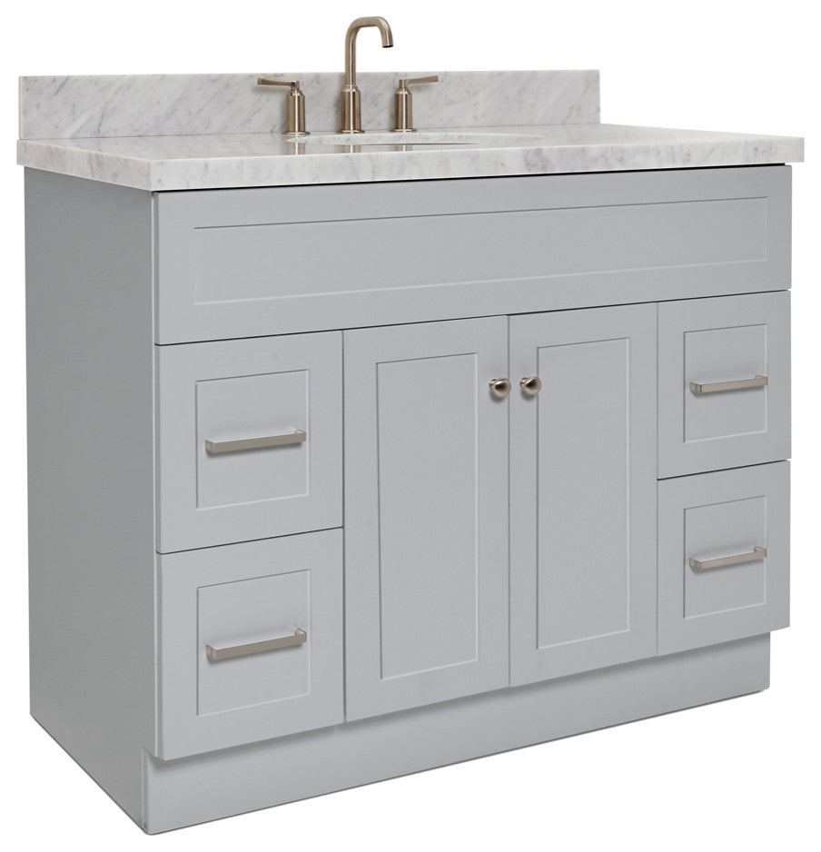 Ariel Hamlet 43" Oval Sink Bath Vanity, 1.5" Carrara Marble