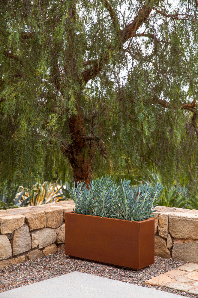 Metallic Series Corten Steel Long Box Planter, Medium