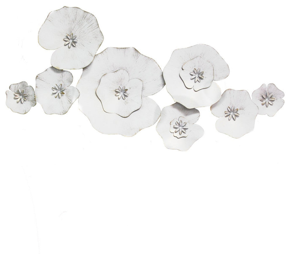 HomeRoots Angelic White Metal Lily Pad Wall Decor