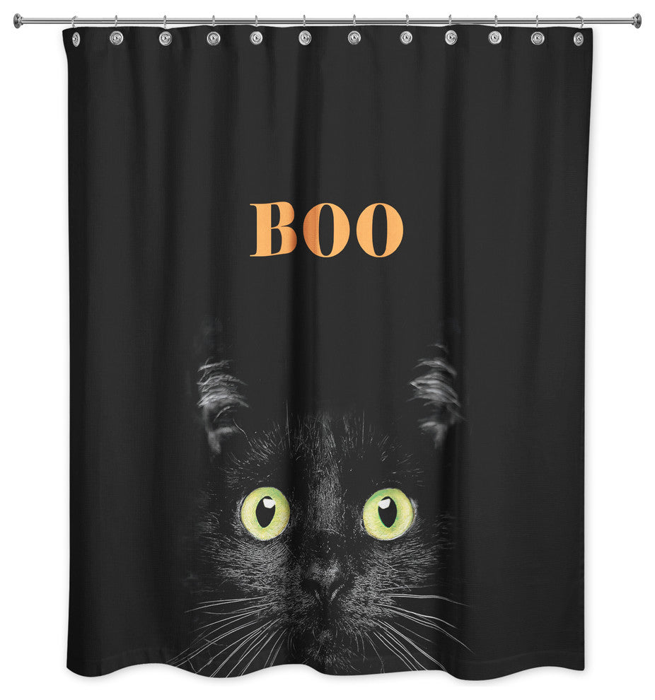 Boo Halloween Cat Shower Curtain