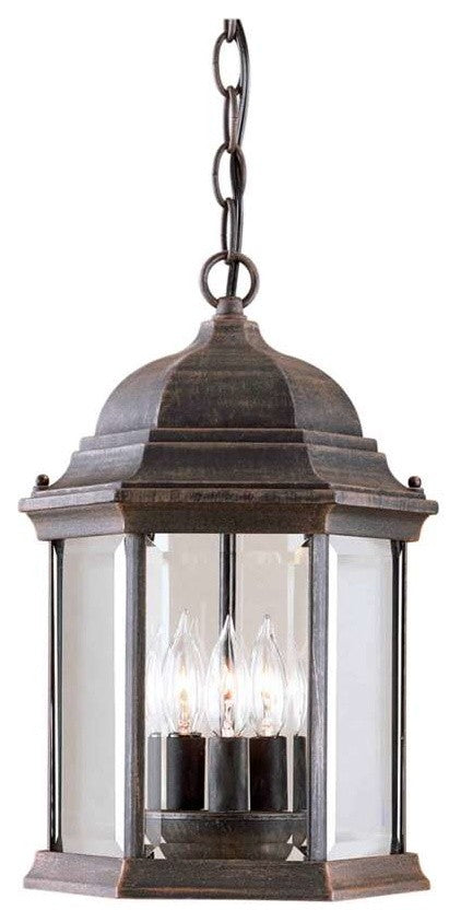 Forte Lighting 3 Light Cast Aluminum Outdoor Pendant Painted Rust
