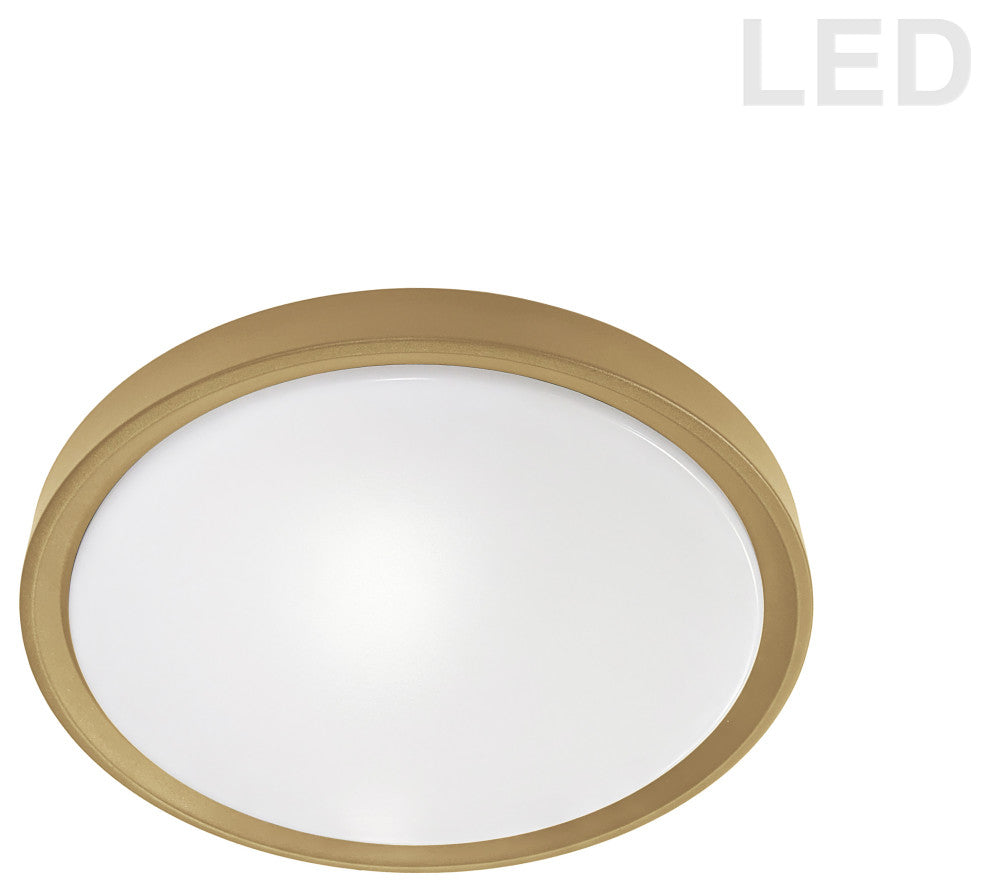 White Modern Flush Mount With Aged Brass Metal