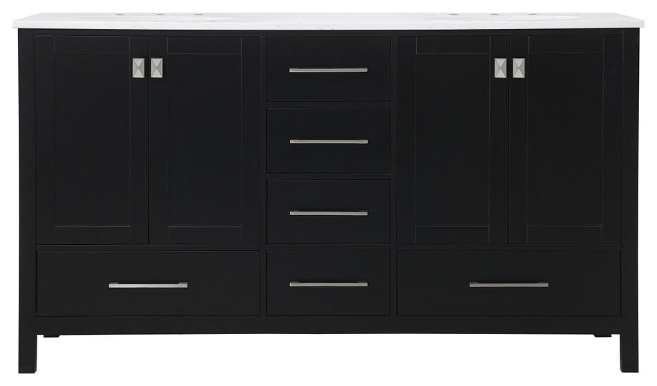Black 60" Double Sink Bathroom Vanity