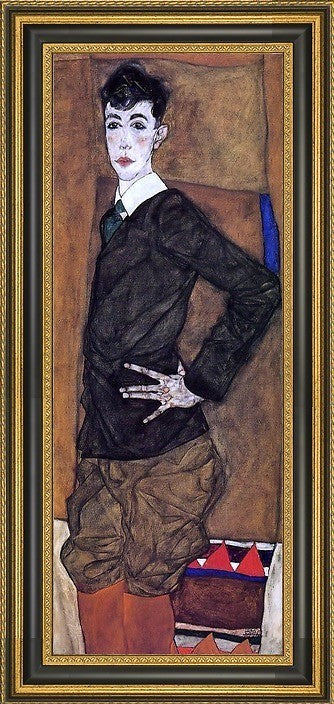 Egon Schiele Portrait of Erich Lederer - 14" x 28" Framed Premium Canvas Print