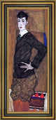 Egon Schiele Portrait of Erich Lederer - 14" x 28" Framed Premium Canvas Print