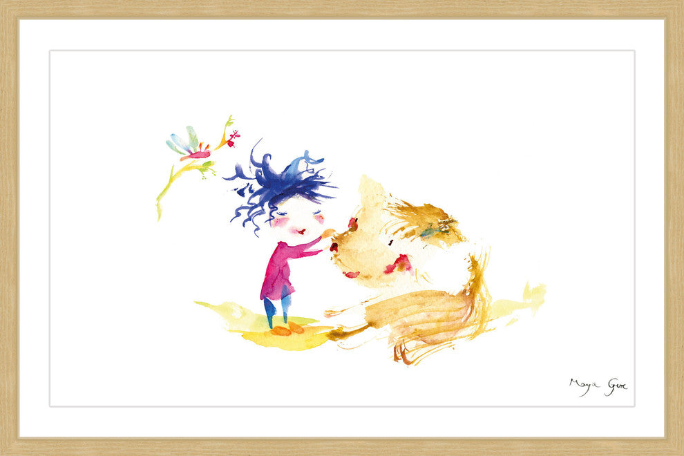 Marmont Hill, "A Girl and a Dog" by Maya Gur Framed Painting Print, 18x12