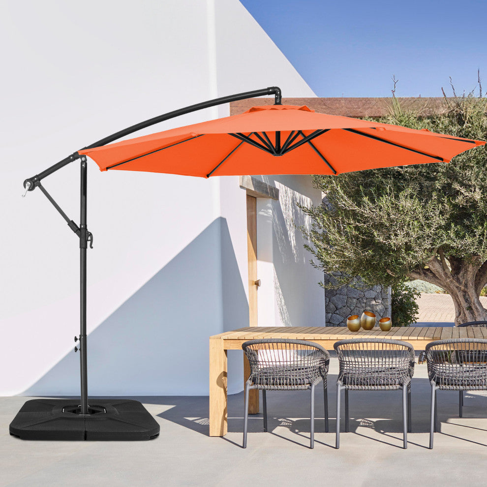 JEAREY 4-Pieces Cantilever Umbrella Base Stand, Black