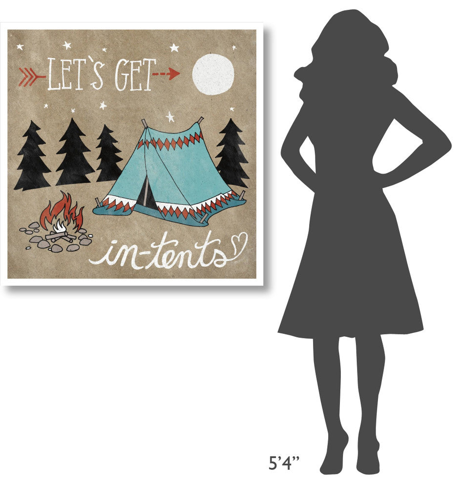 "Adventure Love Tent Taupe" Digital Paper Print by Mary Urban, 38"x38"