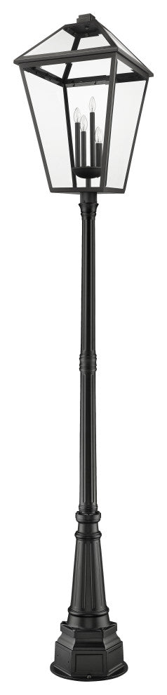 Zlite 579PHXLXR-564P-BK 4-Light Outdoor Post Mounted Fixture, Clear Beveled