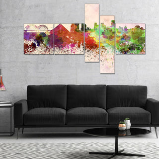 Memphis Skyline, Cityscape Canvas Artwork Print, 60"x32", 5 panels