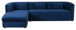 Callie Navy Velvet Sectional, LAF, Navy