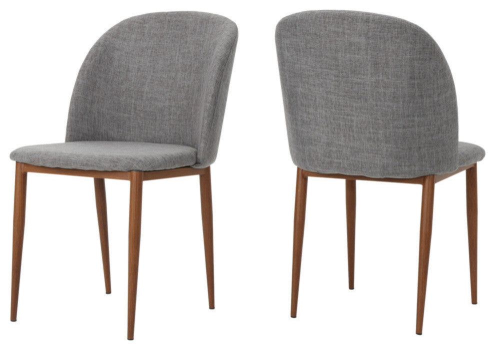 GDF Studio Anastasia Light Gray Fabric Dining Chairs, Set of 2