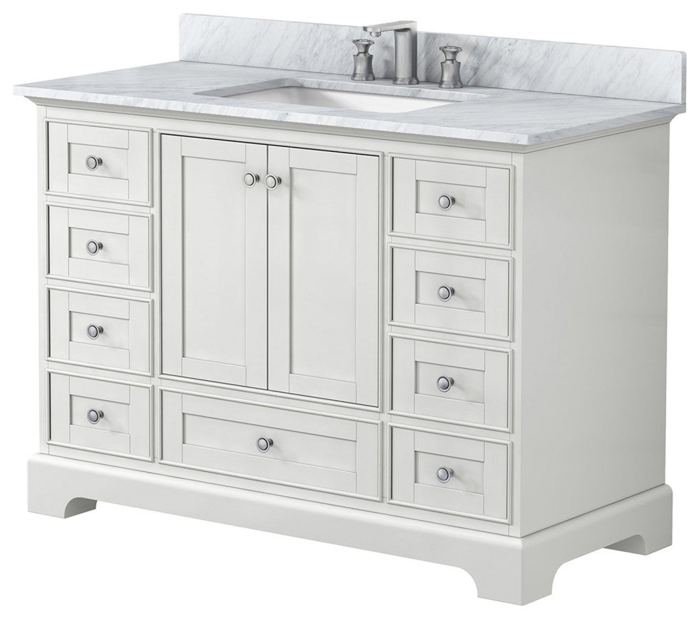 48 inch Matte Plywood Freestanding Bathroom Vanity Set Integrated Ceramic Sink, White