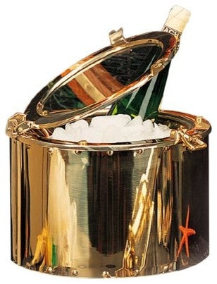Polished Brass Porthole Ice Bucket With Lacquer Coating