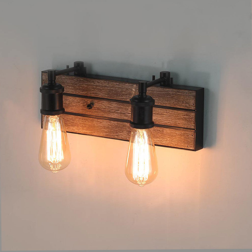 LNC 2-Light Wall Lamps Wood Indoor Wall Sconces Bathroom Vanity Lighting