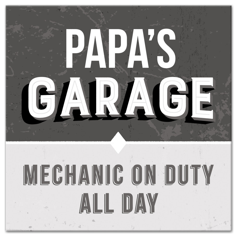 Garage Gray Papa 16x16 Canvas Wall Art